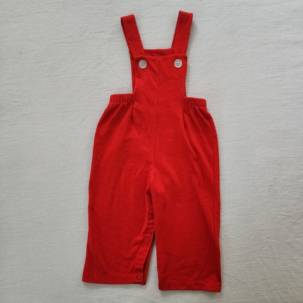 Vintage Solid Red Comfy Overalls 12-18 months